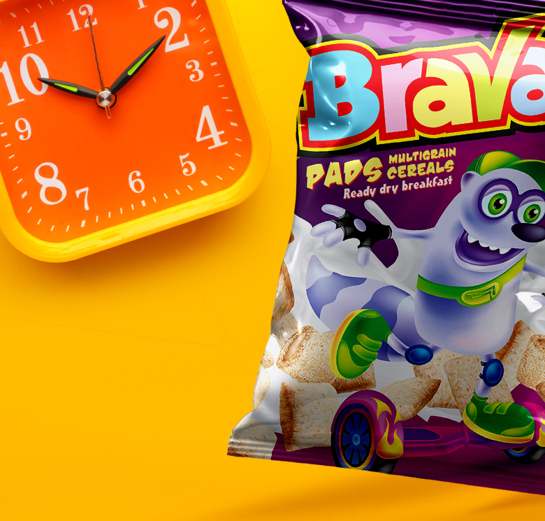 Разработка дизайна упаковки хлопьев Brava